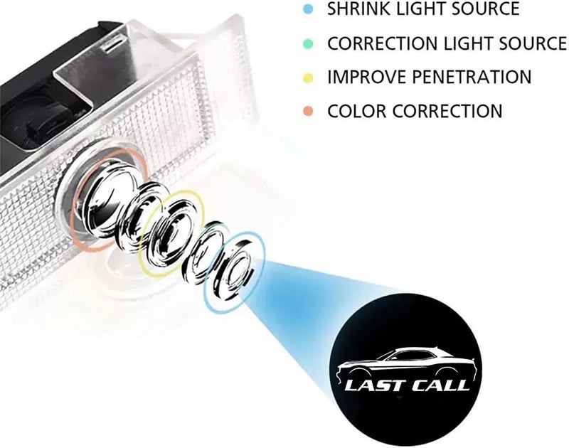 JUNMEI 2PCS Never Fade Door Lights Logo for Dodge Challenger 2015-present, Courtesy LED Welcome Puddle Projection Light Lamps Accessories (LASR Call) - Image 4